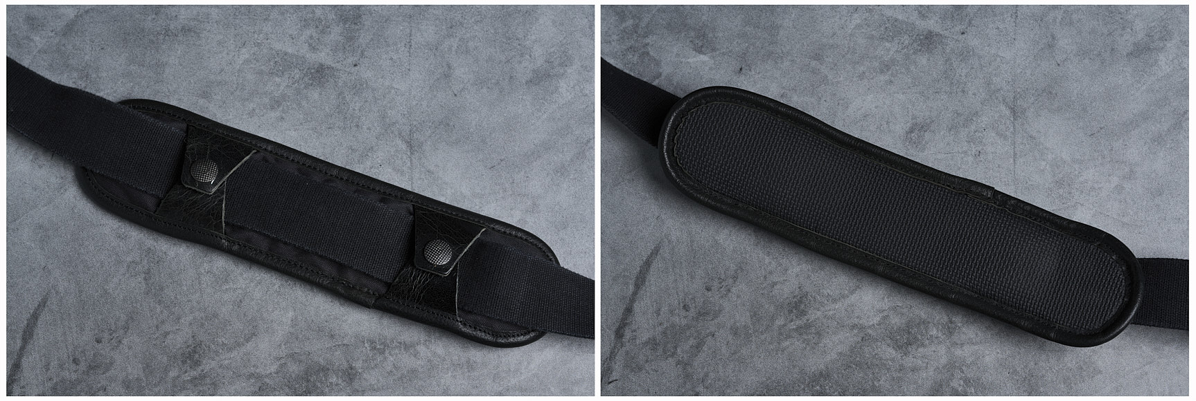 The strap has studs making it easy to remove or adjust when required. The neoprene padded design ensures that the padding grips your shoulder and doesn't slip.
