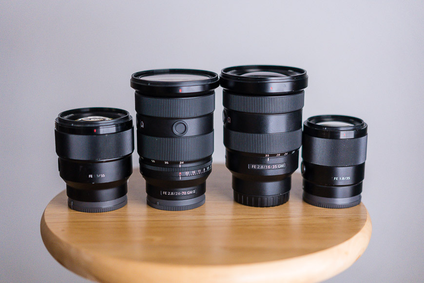 Sony lenses on table