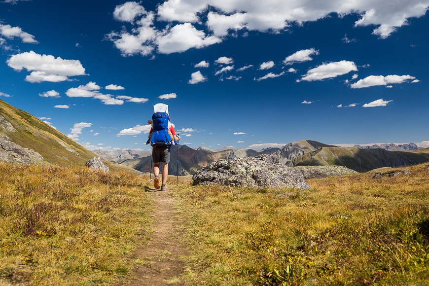 Woman hiking on trail