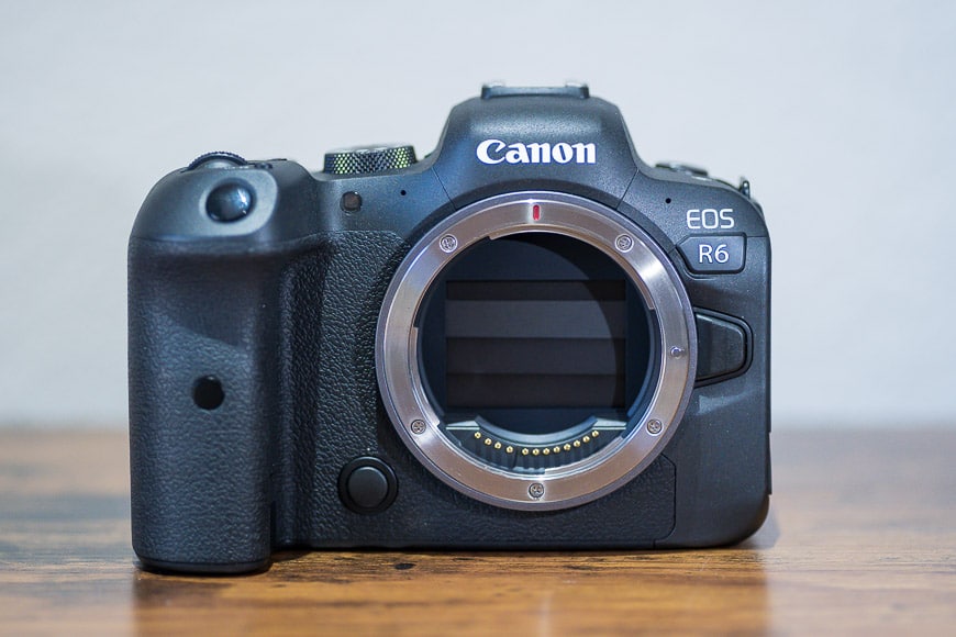 Canon EOS R6 shutter closed to protect the sensor from dust.