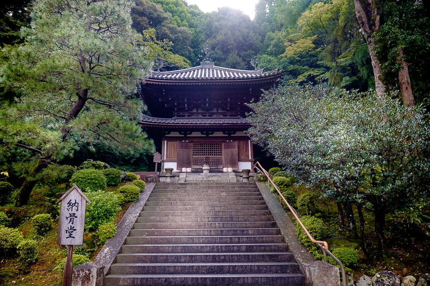 Stairs leading to a Japanese temple