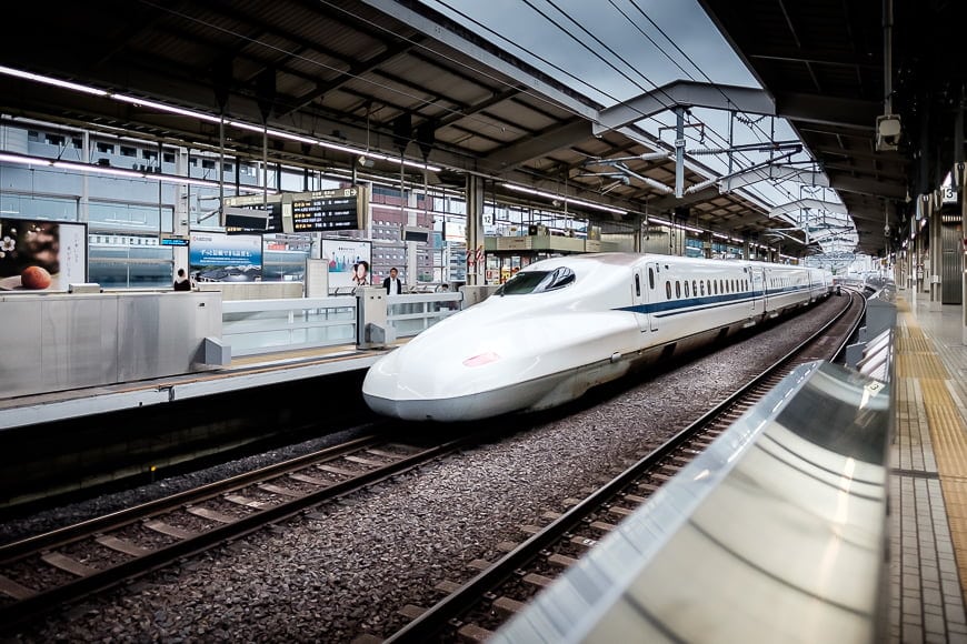 Japanese bullet train in focus Fujifilm XF 16mm f/1.4 | 1/2000ss | 1600 ISO | f/1.4