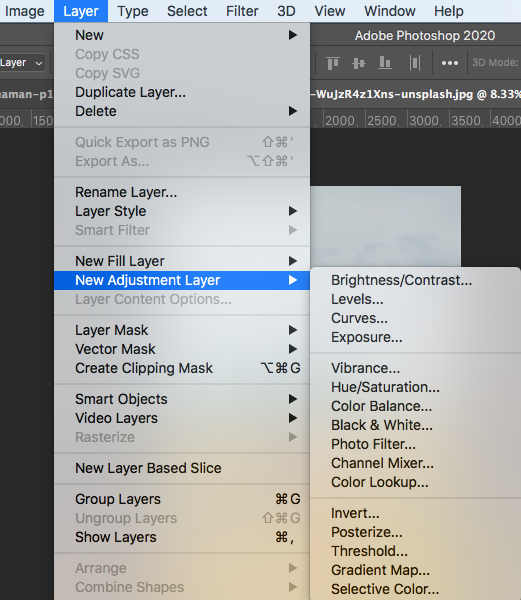 layers- Panel Adjustment layer