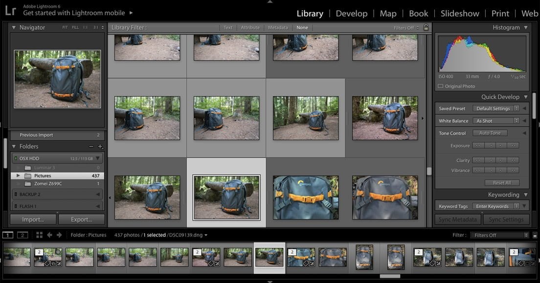 photoshop lightroom library functionality 