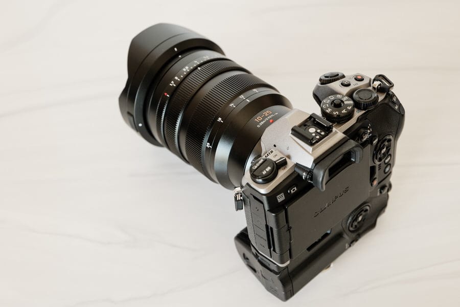 The Panasonic Leica 10mm-25mm f/1.7 lens mounted on an Olympus OMD EM1 II.