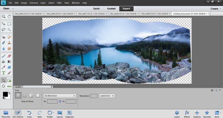 Panoramic photo merge in Elements